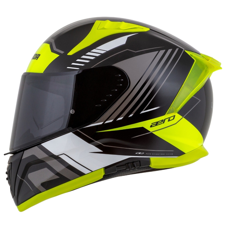 Casque moto intégral Cassida Aero Drome noir-jaune fluo-blanc-gris