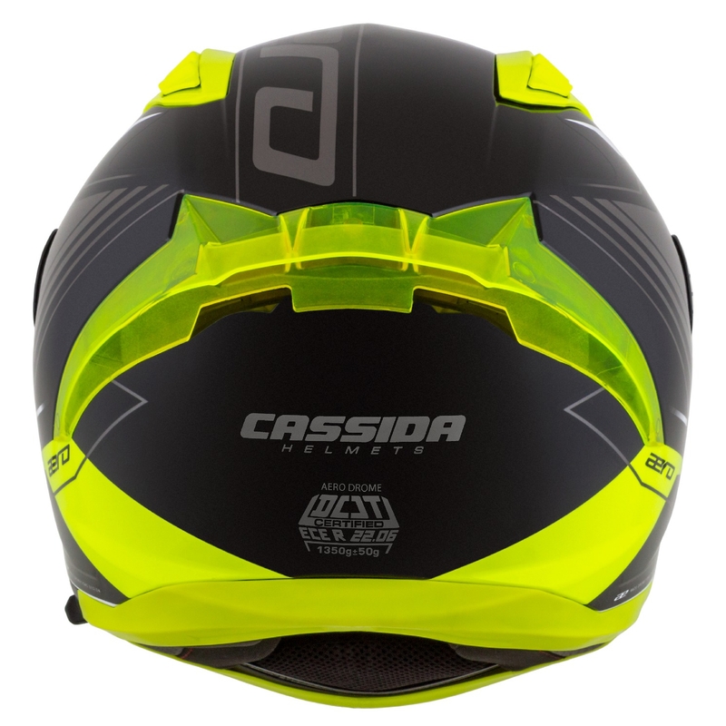 Casque moto intégral Cassida Aero Drome noir-jaune fluo-blanc-gris