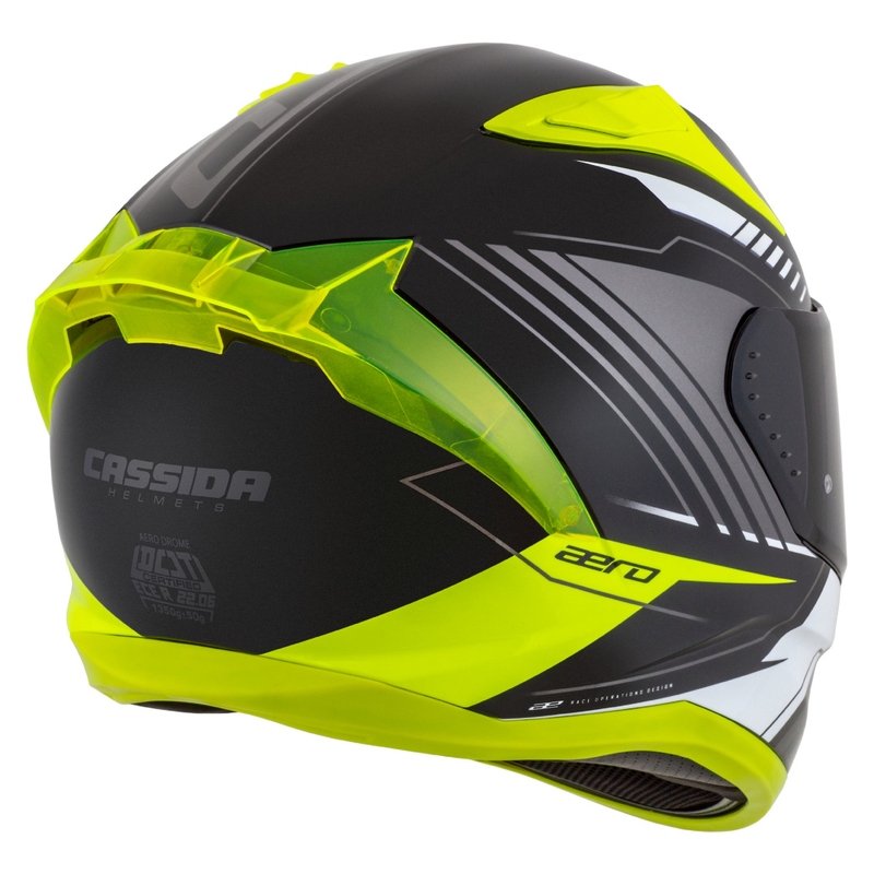 Casque moto intégral Cassida Aero Drome noir-jaune fluo-blanc-gris