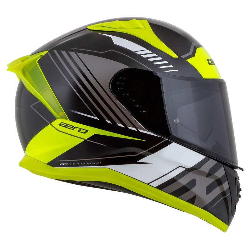 Casque moto intégral Cassida Aero Drome noir-jaune fluo-blanc-gris