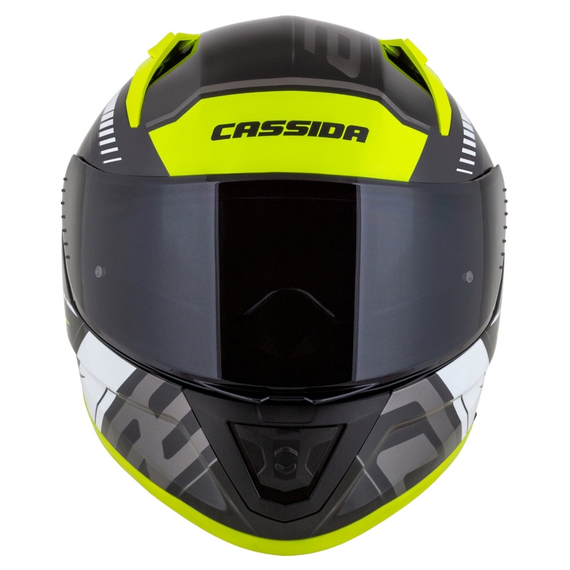 Casque moto intégral Cassida Aero Drome noir-jaune fluo-blanc-gris