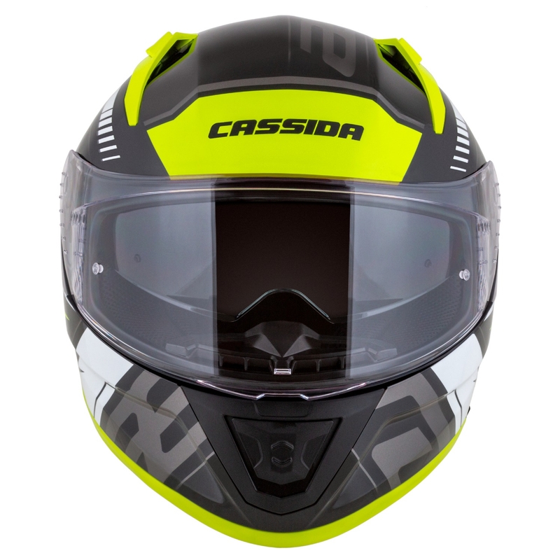 Casque moto intégral Cassida Aero Drome noir-jaune fluo-blanc-gris