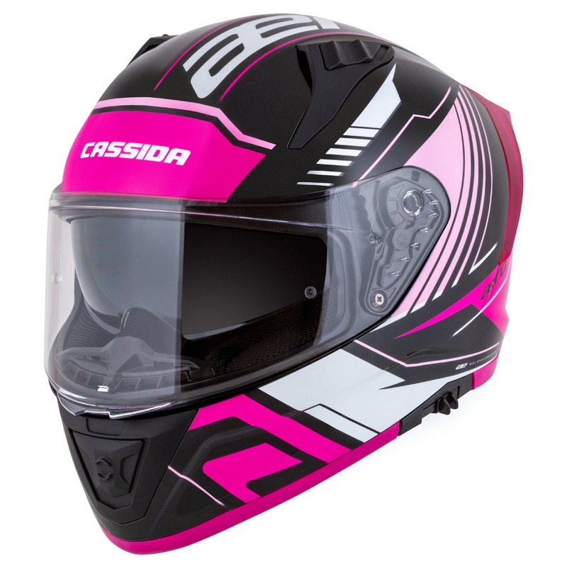 Casque de moto intégral Cassida Aero Drome noir-rose-blanc