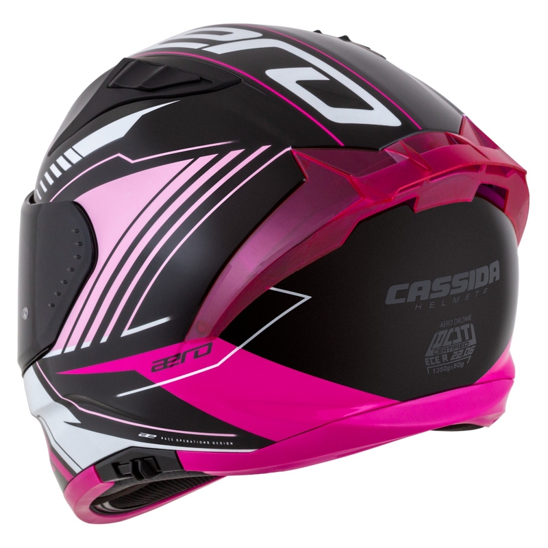 Casque de moto intégral Cassida Aero Drome noir-rose-blanc