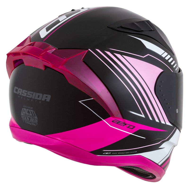 Casque de moto intégral Cassida Aero Drome noir-rose-blanc