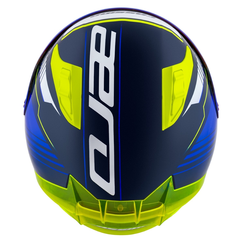 Casque moto intégral Cassida Aero Drome bleu-jaune fluo-bleu clair-blanc
