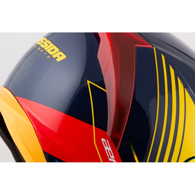 Casque moto intégral Cassida Aero Drome bleu-fluo jaune-orange-rouge-bleu clair-blanc