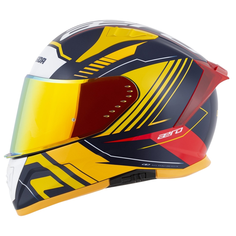 Casque moto intégral Cassida Aero Drome bleu-fluo jaune-orange-rouge-bleu clair-blanc