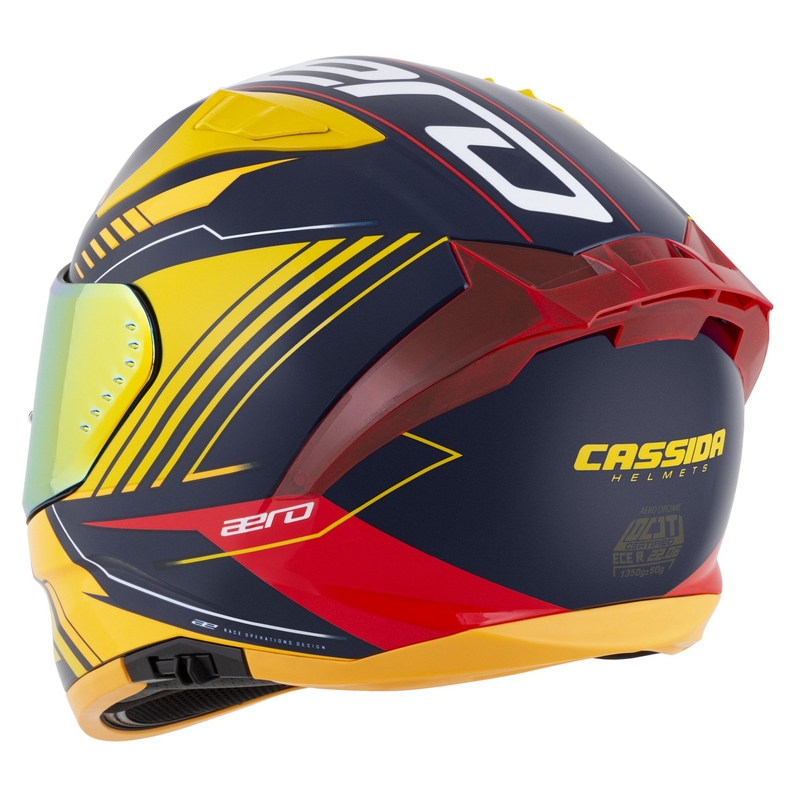 Casque moto intégral Cassida Aero Drome bleu-fluo jaune-orange-rouge-bleu clair-blanc
