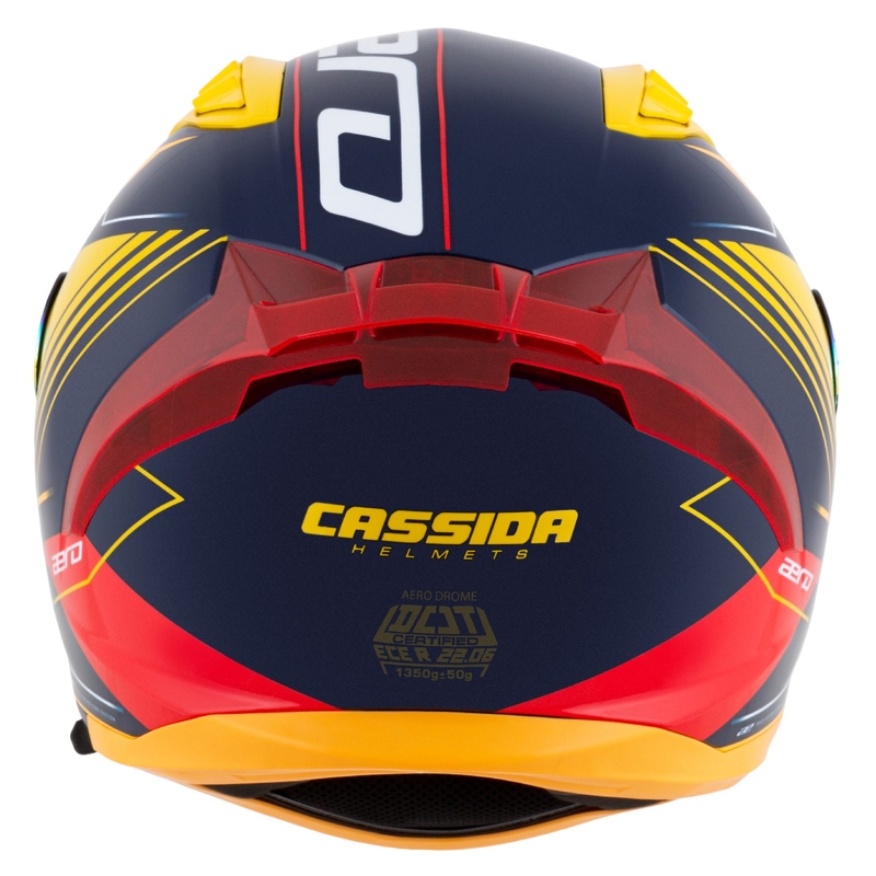 Casque moto intégral Cassida Aero Drome bleu-fluo jaune-orange-rouge-bleu clair-blanc