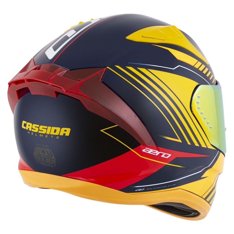 Casque moto intégral Cassida Aero Drome bleu-fluo jaune-orange-rouge-bleu clair-blanc