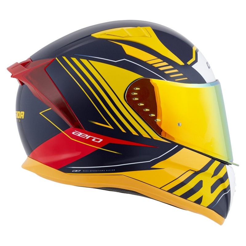 Casque moto intégral Cassida Aero Drome bleu-fluo jaune-orange-rouge-bleu clair-blanc
