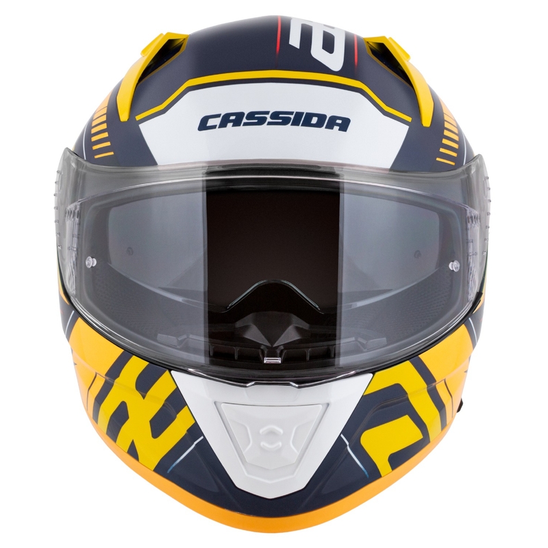 Casque moto intégral Cassida Aero Drome bleu-fluo jaune-orange-rouge-bleu clair-blanc