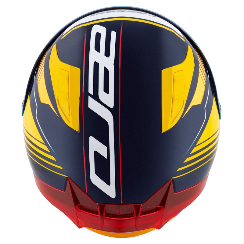 Casque moto intégral Cassida Aero Drome bleu-fluo jaune-orange-rouge-bleu clair-blanc
