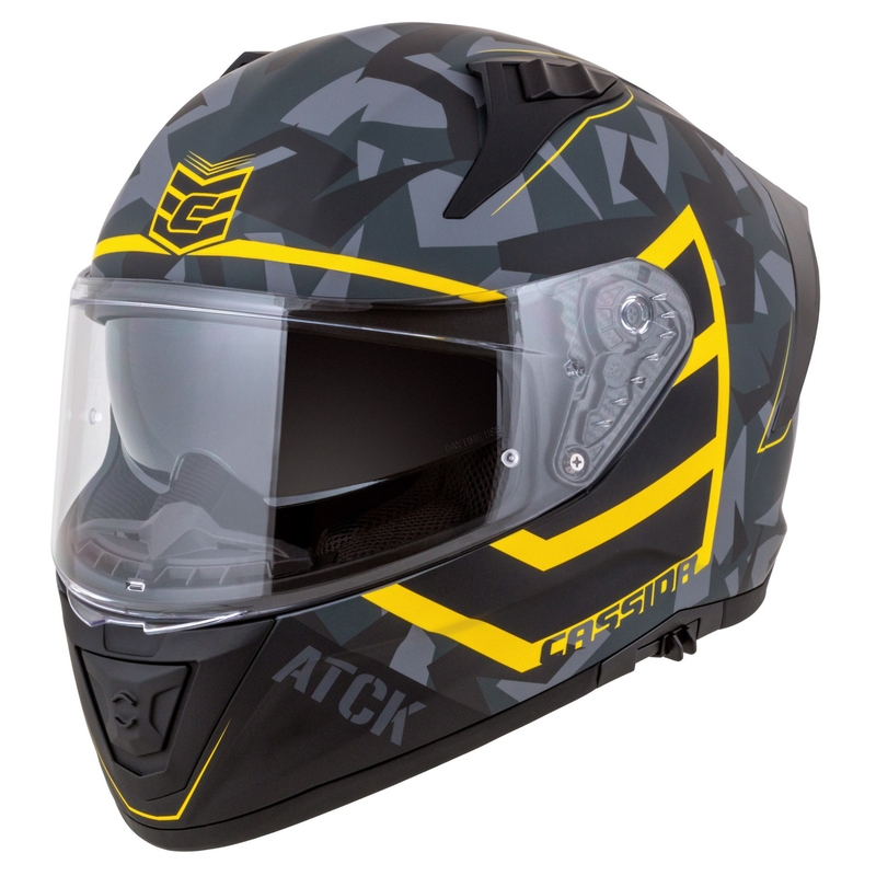 Casque moto intégral Cassida Aero camo gris-noir-jaune fluo