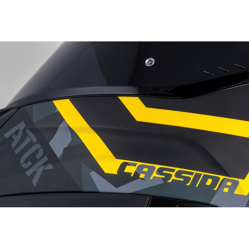 Casque moto intégral Cassida Aero camo gris-noir-jaune fluo
