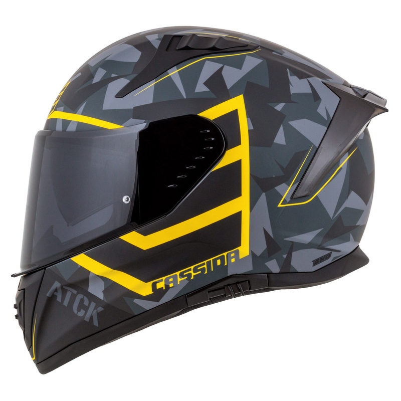 Casque moto intégral Cassida Aero camo gris-noir-jaune fluo