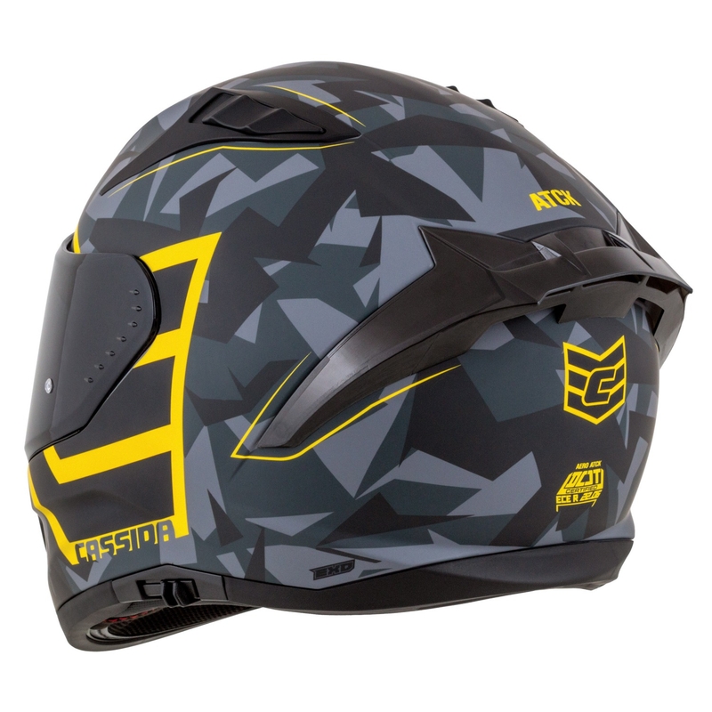 Casque moto intégral Cassida Aero camo gris-noir-jaune fluo