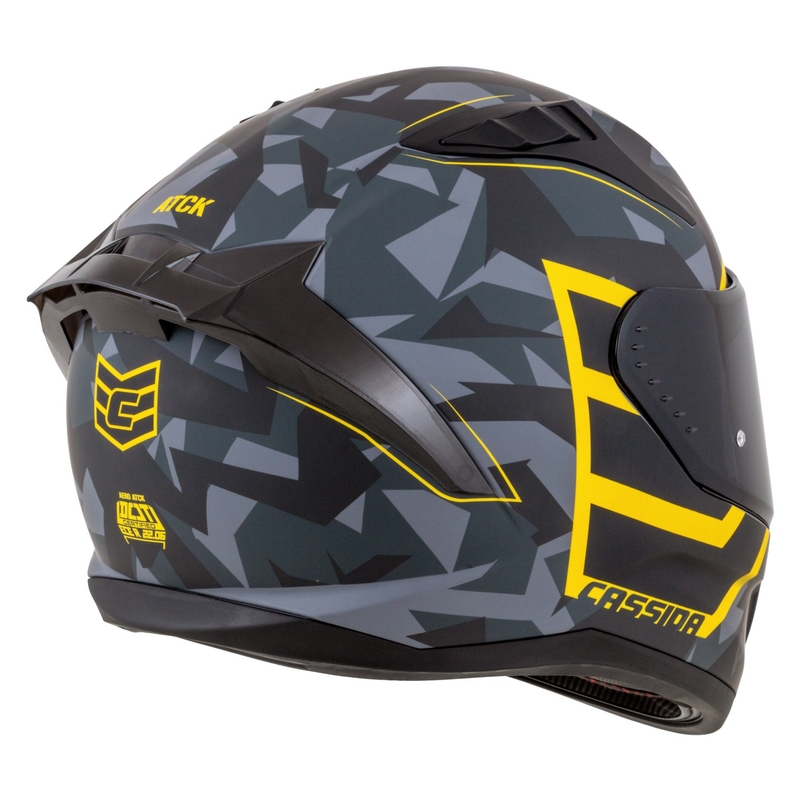 Casque moto intégral Cassida Aero camo gris-noir-jaune fluo
