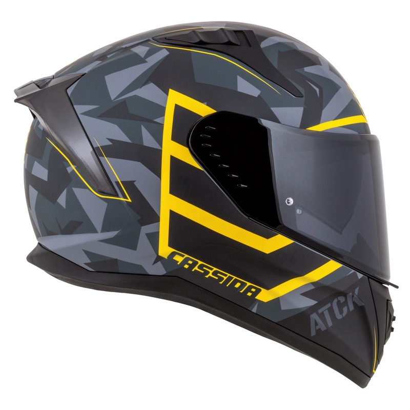 Casque moto intégral Cassida Aero camo gris-noir-jaune fluo