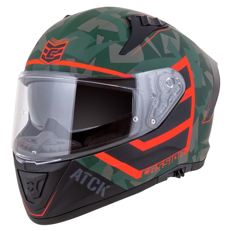 Casque moto intégral Cassida Aero ATCK camo vert-noir-gris-orange