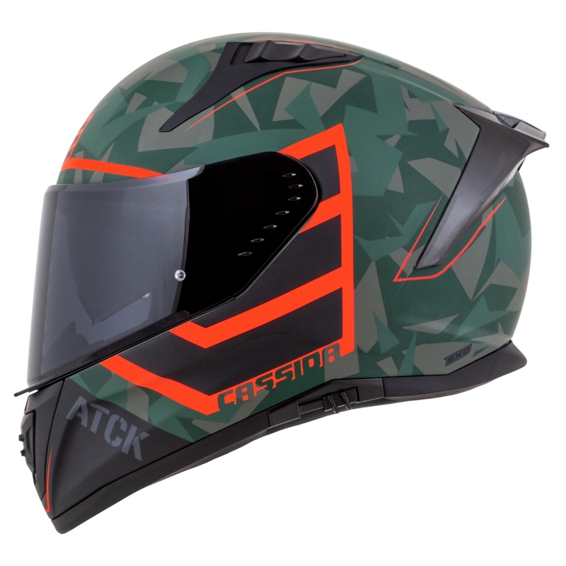 Casque moto intégral Cassida Aero ATCK camo vert-noir-gris-orange