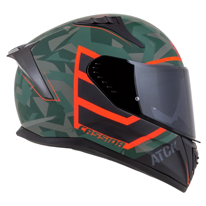 Casque moto intégral Cassida Aero ATCK camo vert-noir-gris-orange