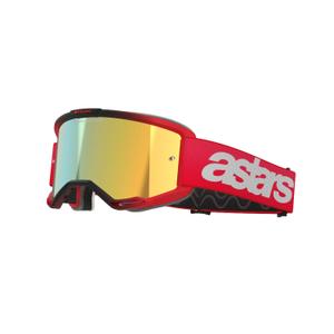 Lunettes de motocross Alpinestars Vision 5 Blaze rouge avec plexi miroir or
