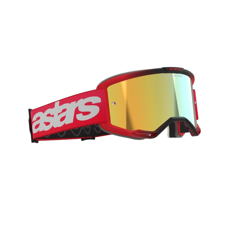 Lunettes de motocross Alpinestars Vision 5 Blaze rouge avec plexi miroir or