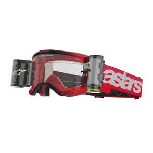 Alpinestars Vision 5 Blaze ROLL-OFF Lunettes de Motocross à large vision rouge avec plexi clair