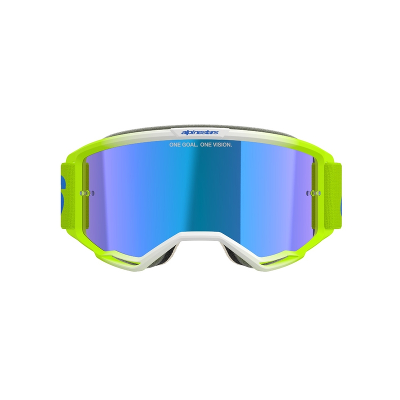 Lunettes de motocross Alpinestars Vision 5 Blaze jaune fluo-bleu avec plexi bleu réfléchissant