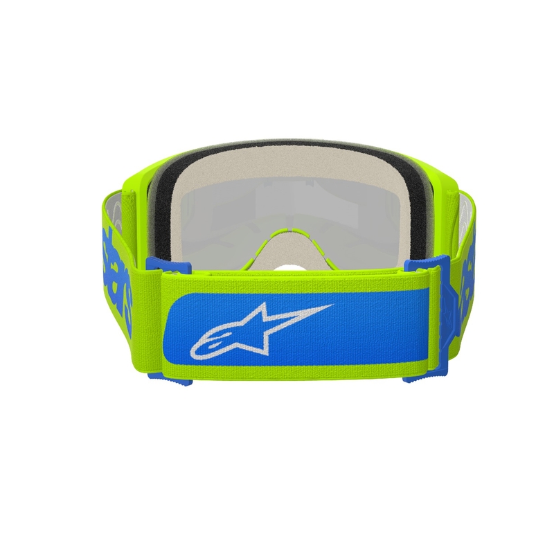 Lunettes de motocross Alpinestars Vision 5 Blaze jaune fluo-bleu avec plexi bleu réfléchissant