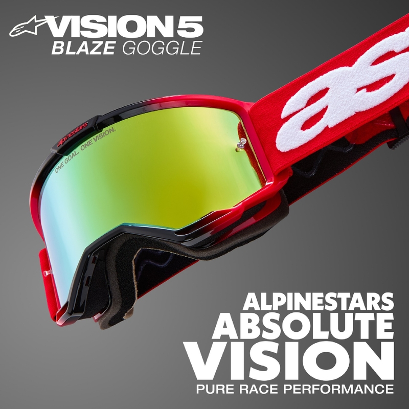 Lunettes de motocross Alpinestars Vision 5 Blaze jaune fluo-bleu avec plexi bleu réfléchissant