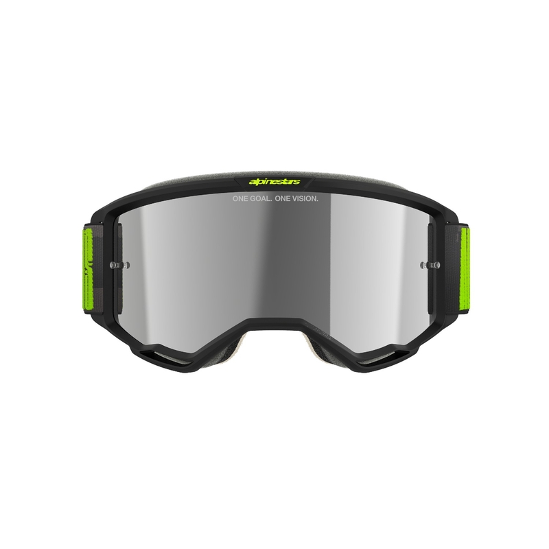 Lunettes de motocross Alpinestars Vision 5 Hollow gris-jaune fluo avec plexi argenté réfléchissant