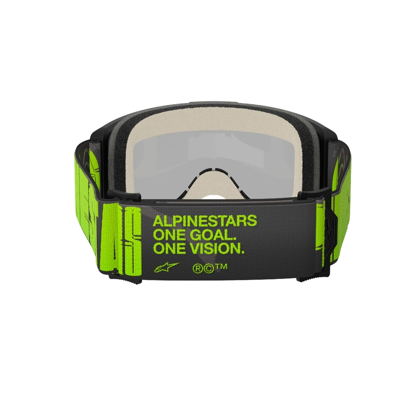 Lunettes de motocross Alpinestars Vision 5 Hollow gris-jaune fluo avec plexi argenté réfléchissant