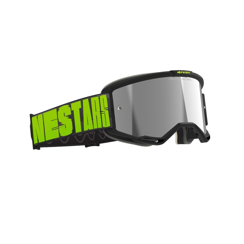 Lunettes de motocross Alpinestars Vision 5 Hollow gris-jaune fluo avec plexi argenté réfléchissant