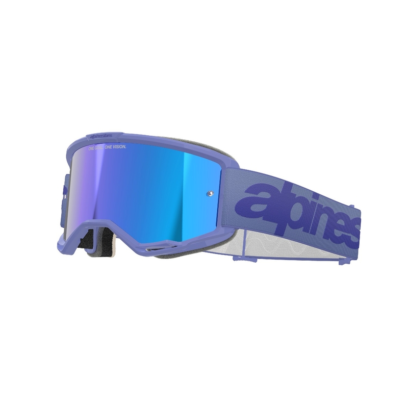 Lunettes de motocross Alpinestars Vision 5 Wordmark violet avec plexi bleu miroité