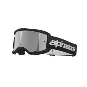 Lunettes de motocross Alpinestars Vision 3 Wordmark noir avec plexi argenté miroité