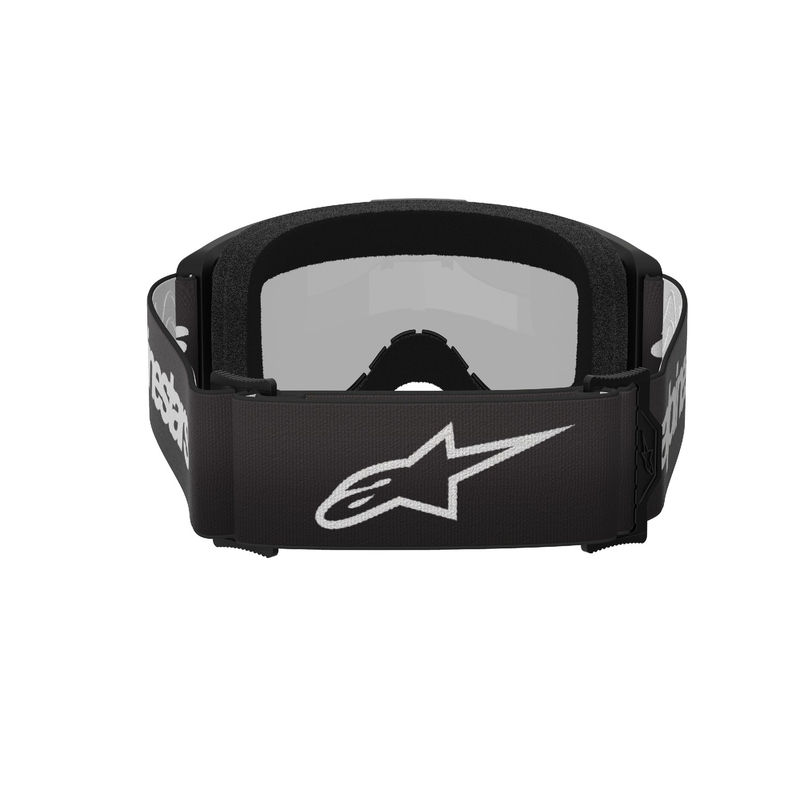 Lunettes de motocross Alpinestars Vision 3 Wordmark noir avec plexi argenté miroité