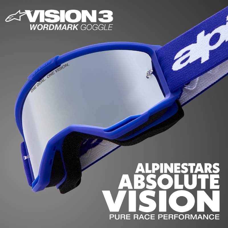 Lunettes de motocross Alpinestars Vision 3 Wordmark noir avec plexi transparent