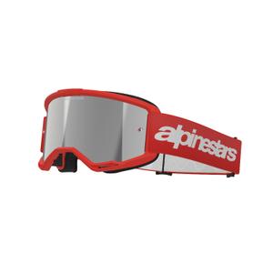 Lunettes de motocross Alpinestars Vision 3 Wordmark rouge avec lentille radiale argentée