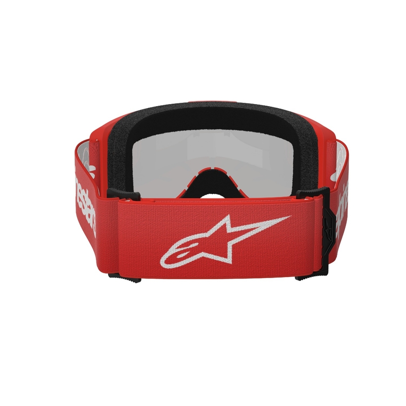 Lunettes de motocross Alpinestars Vision 3 Wordmark rouge avec lentille radiale argentée soldes