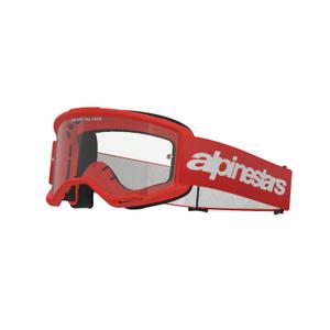 Lunettes de motocross Alpinestars Vision 3 Wordmark rouge avec plexi transparent