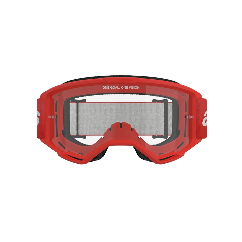 Lunettes de motocross Alpinestars Vision 3 Wordmark rouge avec plexi transparent