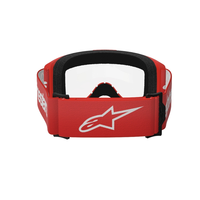 Lunettes de motocross Alpinestars Vision 3 Wordmark rouge avec plexi transparent