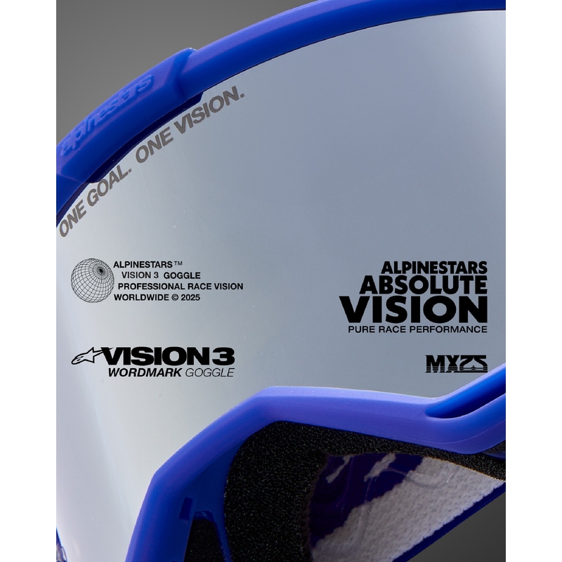 Lunettes de motocross Alpinestars Vision 3 Wordmark rouge avec plexi transparent