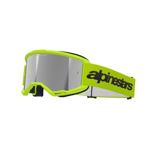 Lunettes de motocross Alpinestars Vision 3 Wordmark jaune fluo avec lentille radiale argentée