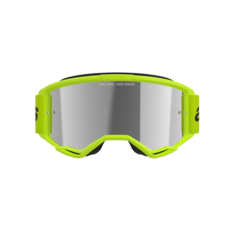 Lunettes de motocross Alpinestars Vision 3 Wordmark jaune fluo avec lentille radiale argentée