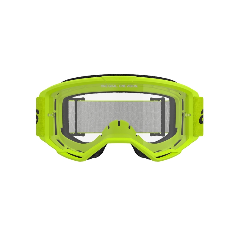 Lunettes de motocross Alpinestars Vision 3 Wordmark jaune fluo avec plexi transparent