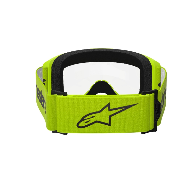 Lunettes de motocross Alpinestars Vision 3 Wordmark jaune fluo avec plexi transparent